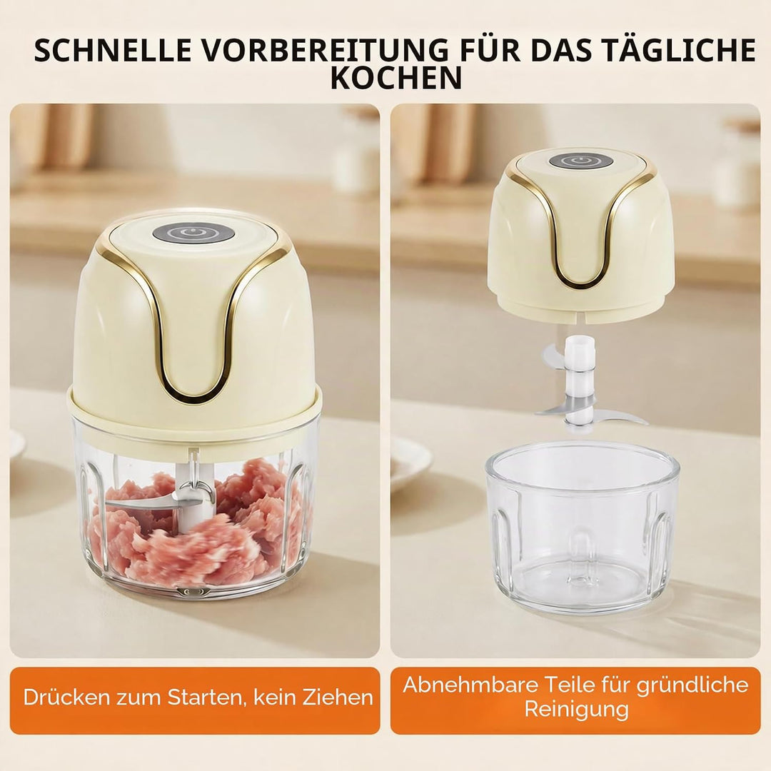 Zwiebel Zerkleinerer, Zerkleinerer Elektrisch Küche 350ml Kleiner Mixer 3 Edelstahlklingen Zerkleine