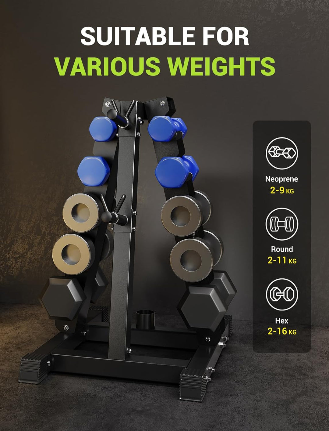Dripex 3/5 Ebenen hantelständer kurzhanteln, Passend zu Hanteln, Kettlebells, Langhanteln, Max.500kg