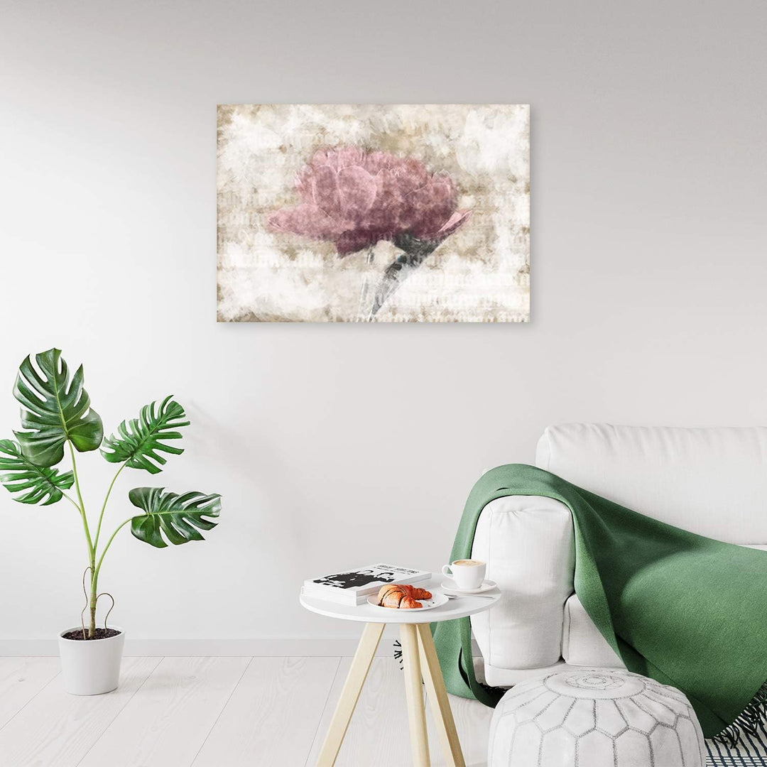 Feeby Wanddeko Blumen Bild Kunstdruck modern Retro Beige 80x60 cm Deko Paneel 80x60 cm Beige_a, Deko