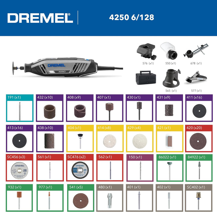 Dremel 4250 Multitool 175W, variable Drehzahl 5.000-35.000 U-min, Multitool-Kit mit 6 Aufsätzen, 1 D