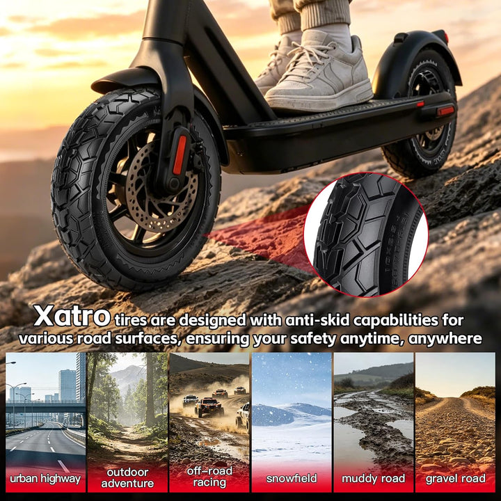 Xastro 2 PCS 10x2,50 Solid Scooter Reifen, 10 zoll E Scooter Reifen 60/70-6.5, Schlauchloser Reifen