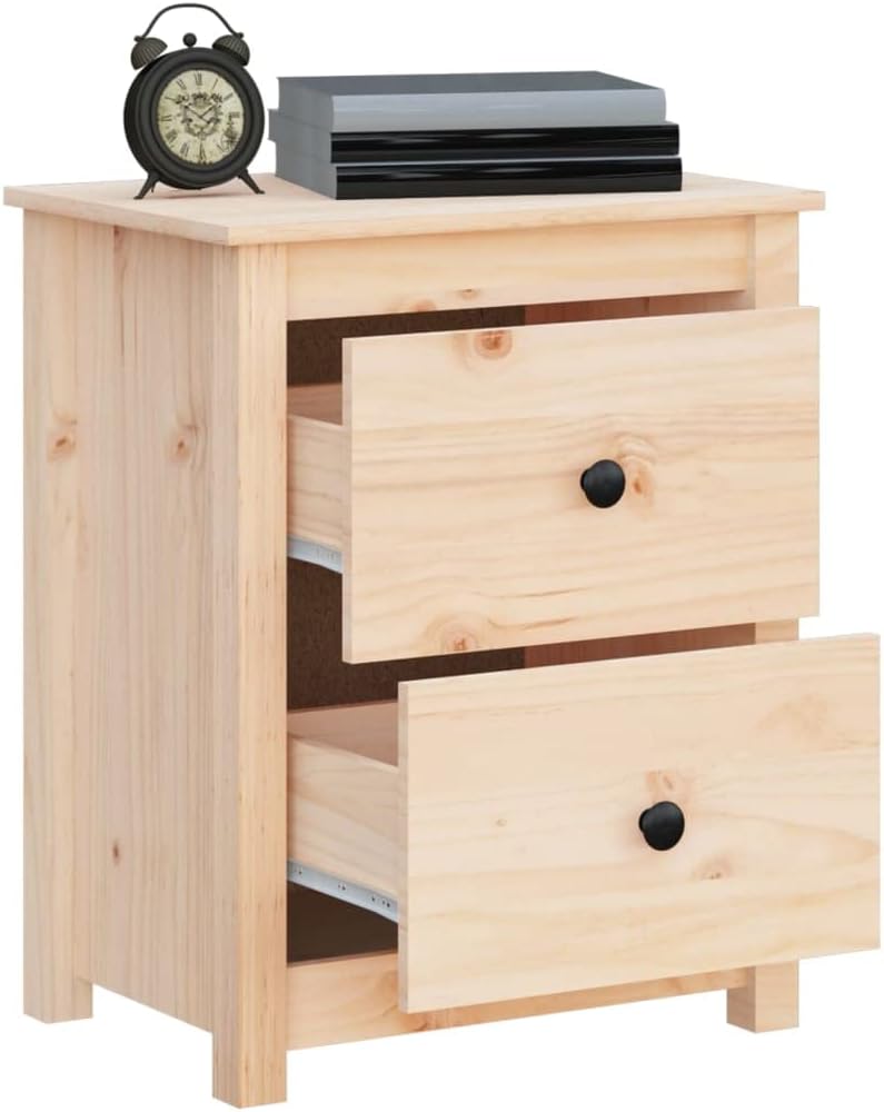Bedside Table Nachtkonsole Beistelltisch mit Stauraum Night Stand Nachttisch 50x35x61,5 cm Massivhol