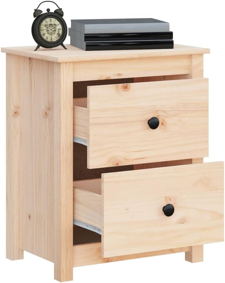 Bedside Table Nachtkonsole Beistelltisch mit Stauraum Night Stand Nachttisch 50x35x61,5 cm Massivhol