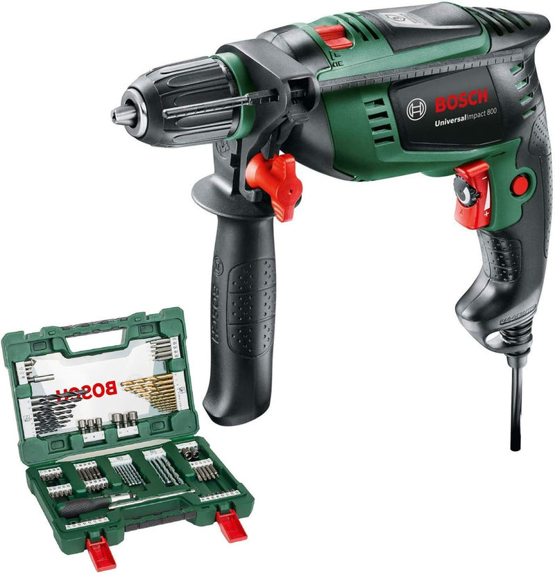 Bosch Schlagbohrmaschine UniversalImpact 800 (800 Watt, Koffer) + 91tlg. Bohrer- und Bit Set V-Line