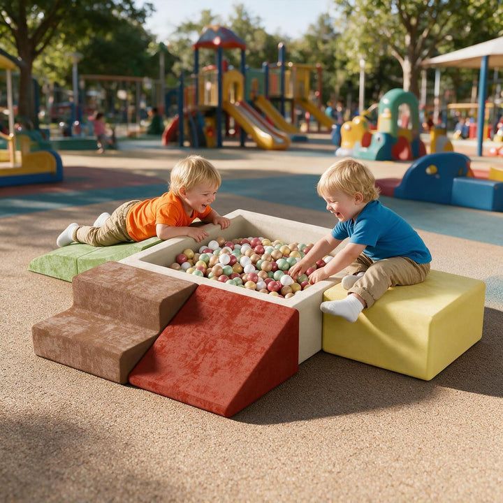 Schaumstoff Bausteine XXL Softplay Set mit Bällebad für Kinder