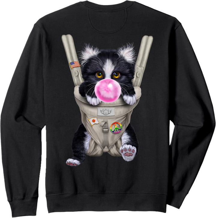Zweifarbiges Katzee mit Kaugummi in der Babytrage Sweatshirt