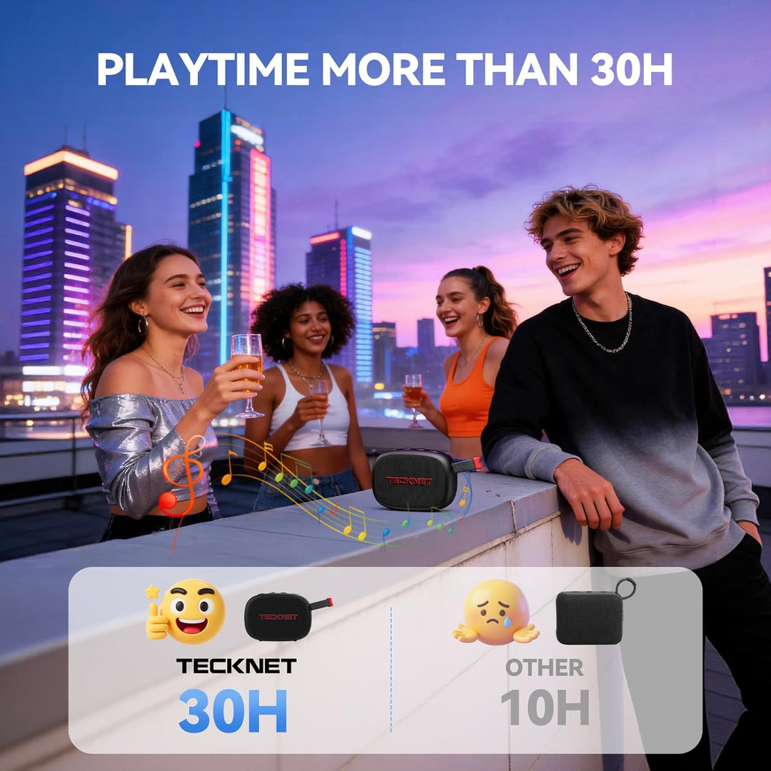 TECKNET Tragbare Bluetooth Lautsprecher, ultramagnetischer Mini Musikbox Klein Speaker IP67 Wasser-