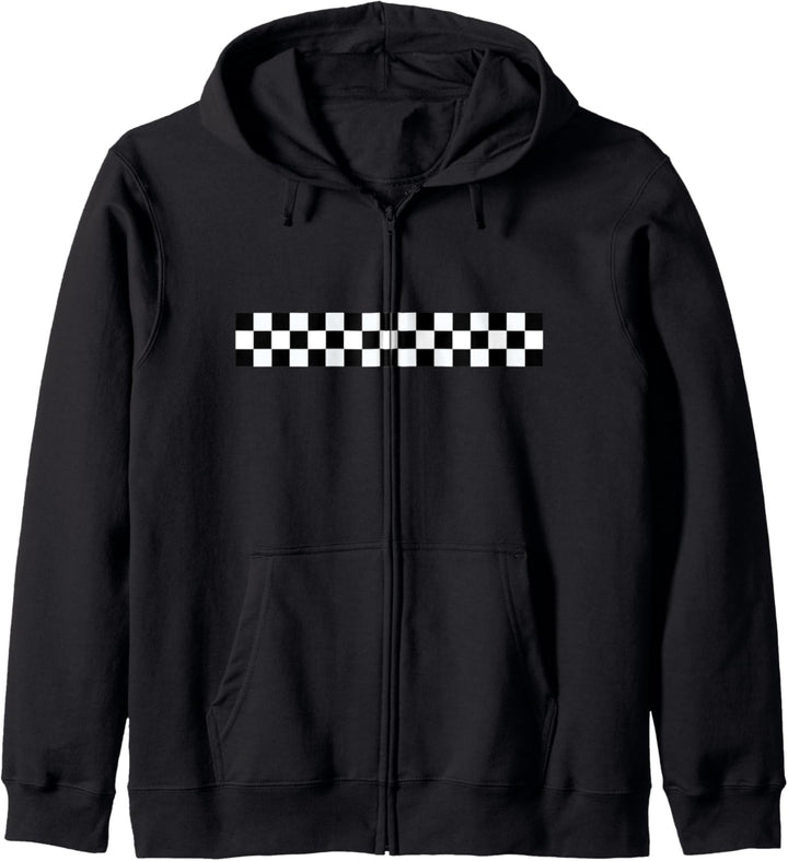 Racing Stripes Ska Music Schwarz Weiss Schachkaro Kapuzenjacke