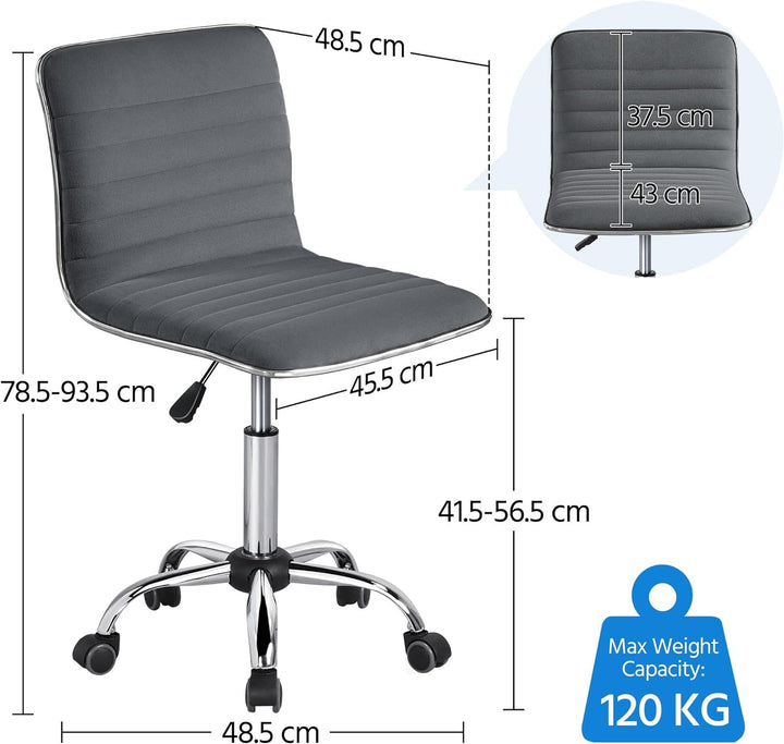 Yaheetech Bürostuhl Schreibtischstuhl Ergonomisch, Drehstuhl ohne Armlehne, Chefsessel mit Laufrolle
