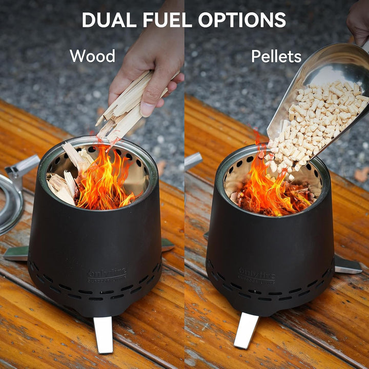 Onlyfire 16,5CM Tischfeuer, Outdoor-Tischkamin für Pellets Holz, Feuerstelle für Terrasse Balkon Gar