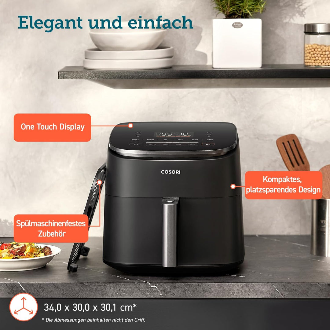 COSORI Heissluftfritteuse mit einstellbaren Fanstufen, Turbo Blaze™, 6L(1.4kg) Airfryer, 30-230℃, Jo