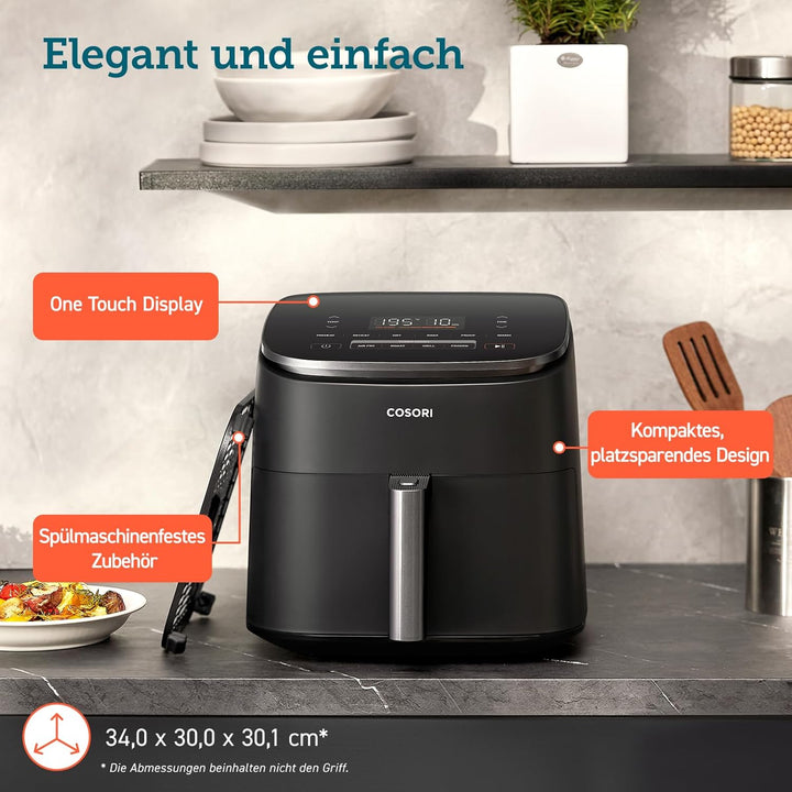 COSORI Heissluftfritteuse mit einstellbaren Fanstufen, Turbo Blaze™, 6L(1.4kg) Airfryer, 30-230℃, Jo