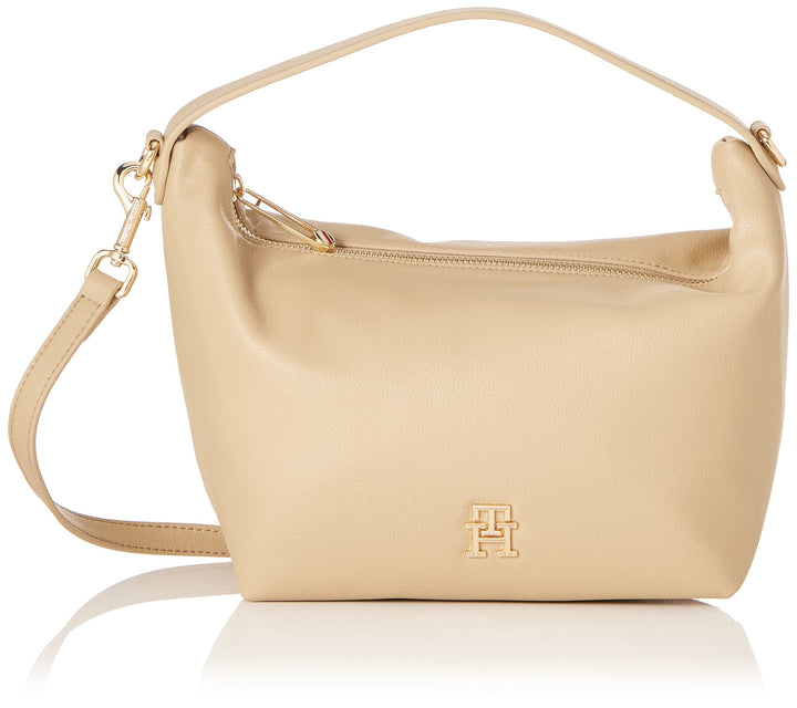 Tommy Hilfiger Damen Umhängetasche TH Casual Shoulder Bag Klein, Beige, Einheitsgrösse