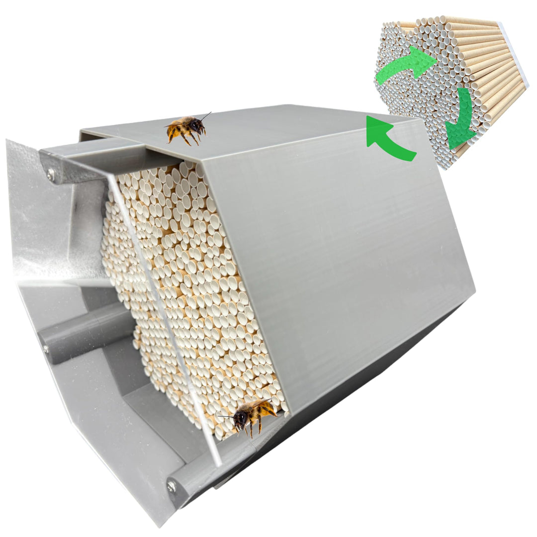Wildbienen-Nisthilfe – absolut haltbar &amp; wetterfest. Insektenhotel mit 600 Nisthülsen. Hochwertiges
