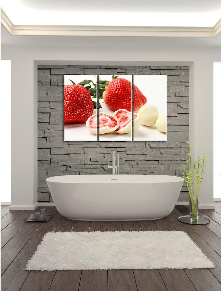 Pixxprint Erdbeeren mit Schokolade umhüllt als Leinwandbild/Grösse: 3 Teilig (120x80 cm) cm/Wandbild