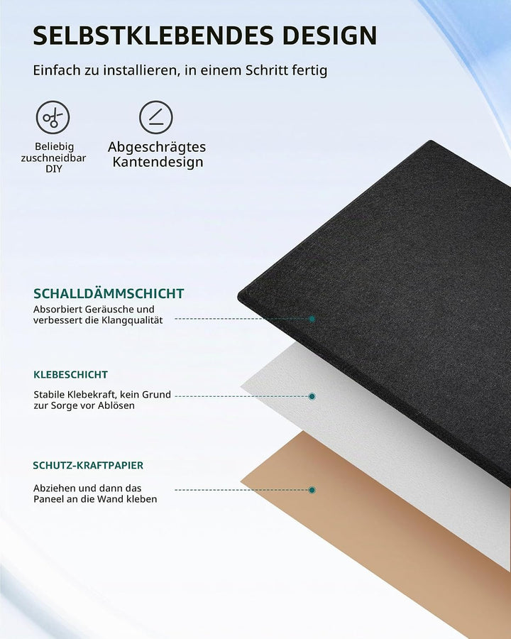 Akustikplatten Selbstklebend 18St., JAMELO Hohe Dichte Schallabsorber Akustikpaneele 30x30x1 cm für