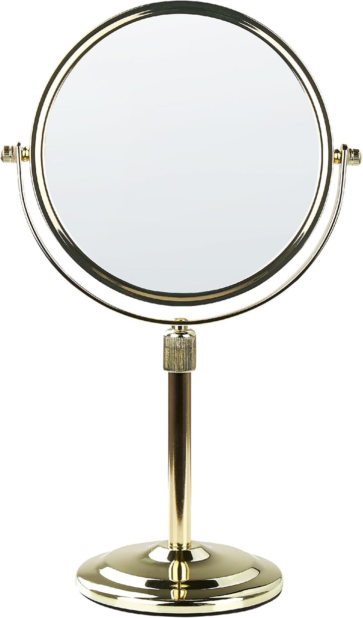 Doppelseitiger Tischspiegel Schminkspiegel mit Vergrösserung ø 20 cm Gold Averyon
