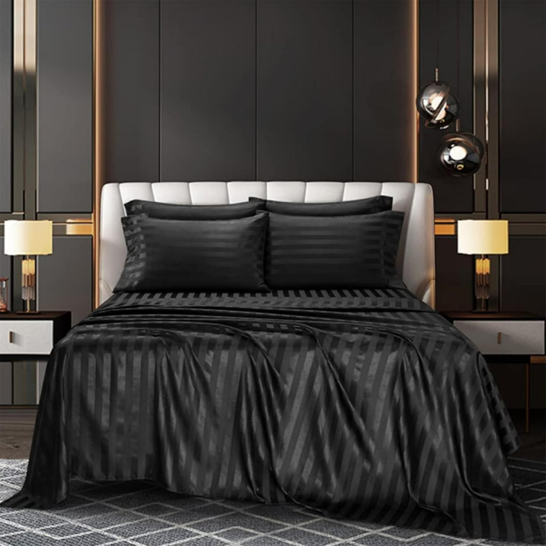 Tospass Sommer Sommer Satin Bettwäsche 200x200 cm Schwarz Deckenbezug Seide Glatt Luxus Glanzsatin B