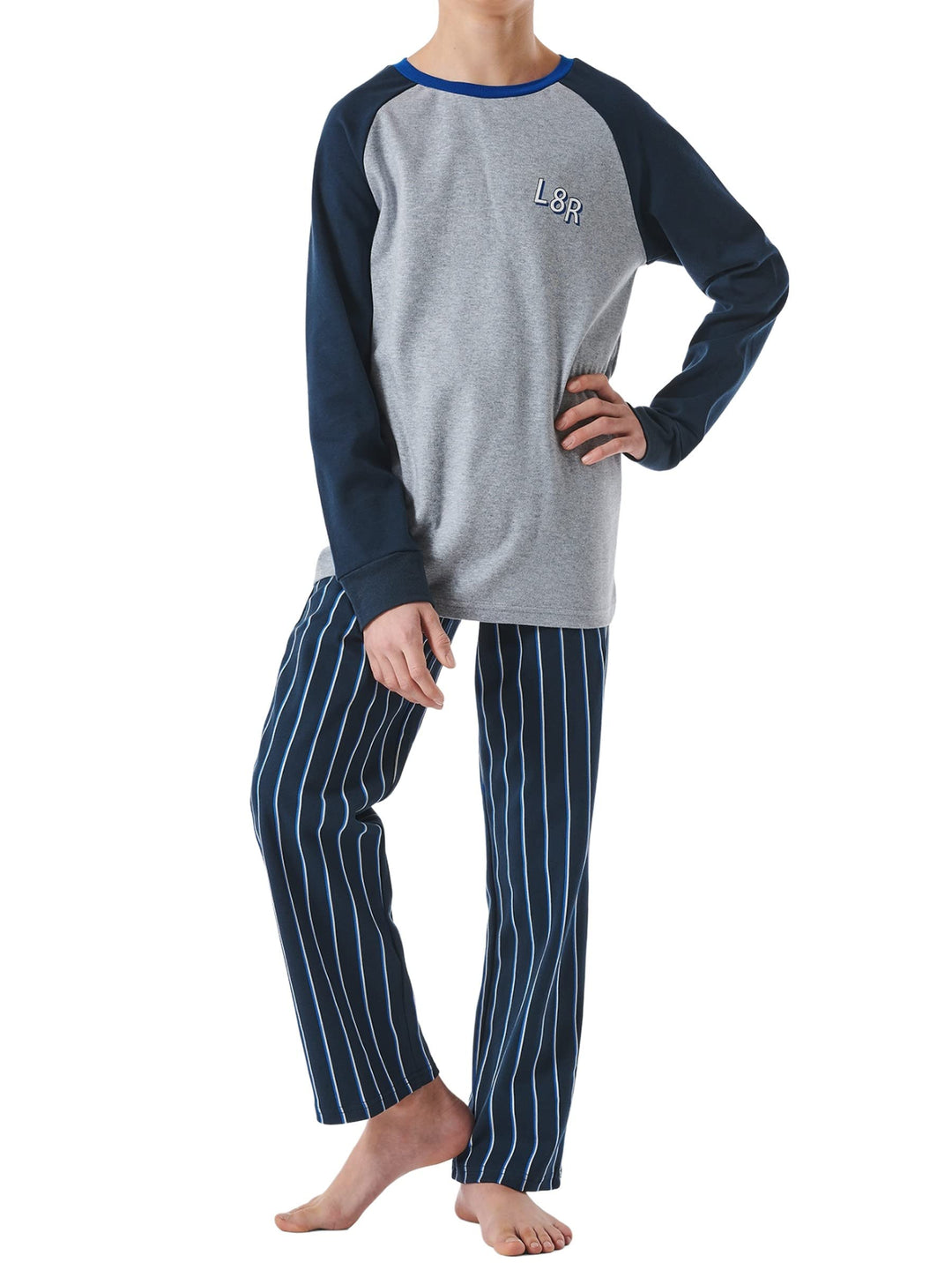 Schiesser Jungen Jungen Langer Schlafanzug - Organic Cotton Pyjamaset 152 Grau-mel. (Grau), 152 Grau