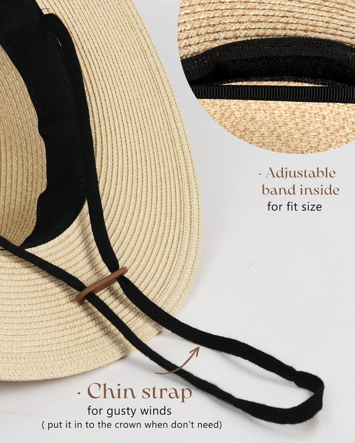 FURTALK Unisex Panamahut Breite Krempe Sonnenhut für Damen und Herren Sommerhut UV-Schutz Strandhut