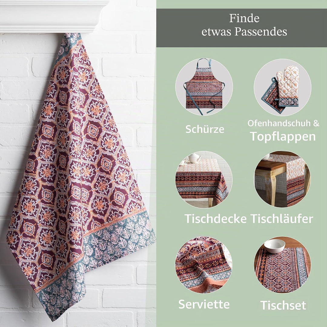 Maison d'Hermine Küchenhandtücher 3er-Set 100% Baumwolle 70 cm x 50 cm Wiederverwendbare Geschirrtüc