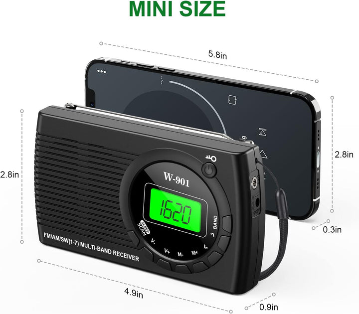Tendak Tragbares Radio, kleines tragbares Radio FM/AM (MW) /SW, Transistor Radio mit hervorragendem