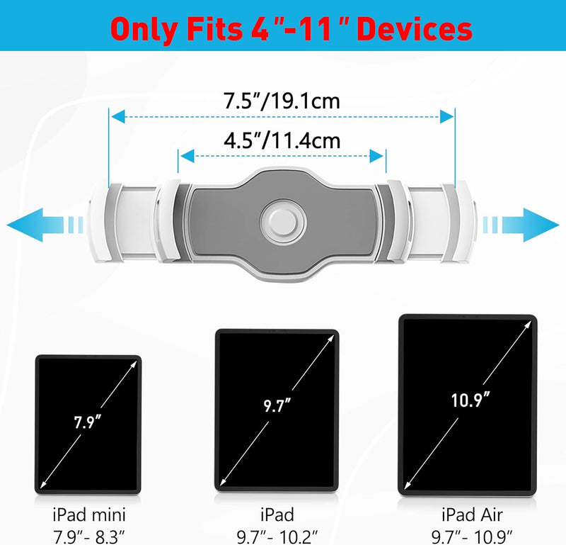 AboveTEK Long Arm Aluminium Tablet Ständer, Klapp Tablet Ständer mit 360 ° Swivel Clamp Halterung, p