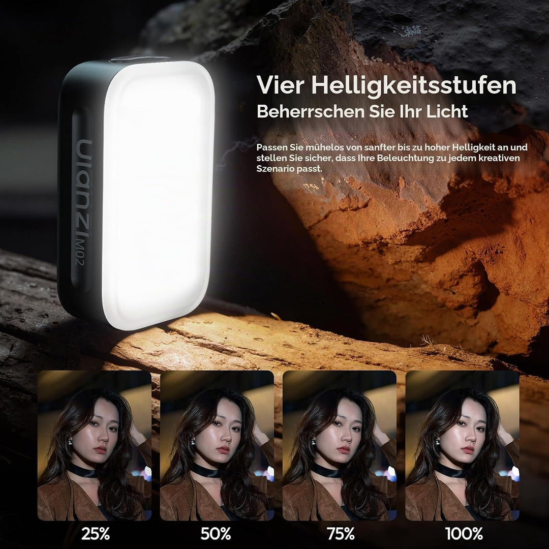 Ulanzi M02 Mini Magnetisches Selfie Licht mit Blitzlicht, 7W Handy Licht mit 5600K Tageslicht, Kabel