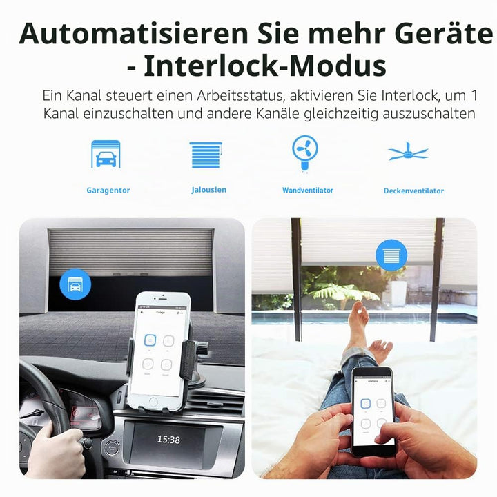SONOFF 4CHR3 4-Gang Wi-Fi Smart Switch, 3 Arbeitsmodi Mit Selbsthemmung, Verriegelung Und Inching-Mo