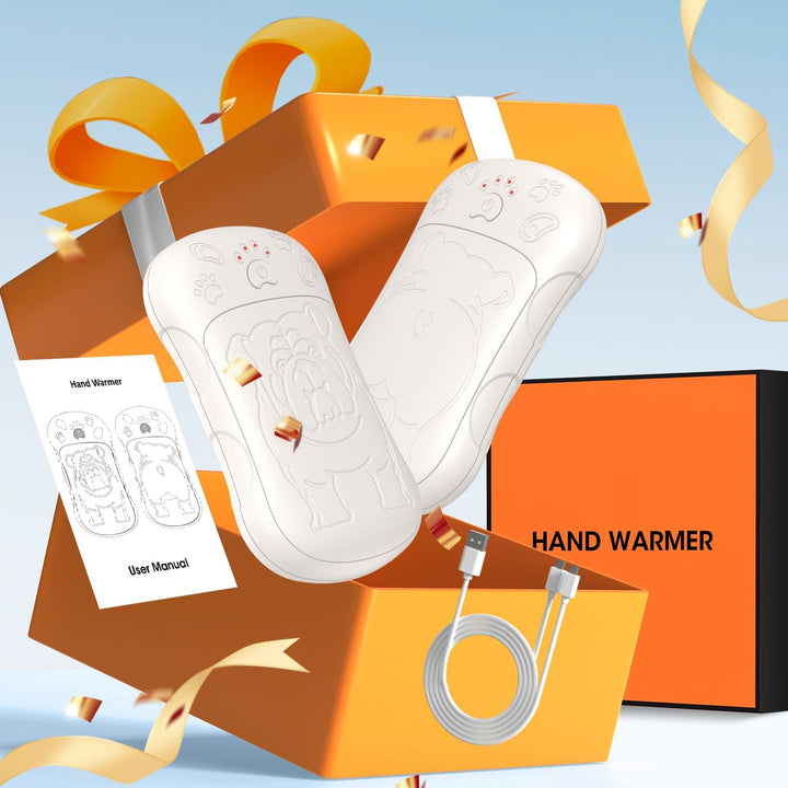 Handwärmer Elektrisch，2er Set 6000mAH Akku Elektrischer Handwärmer Wiederverwendbar Aufladbar Tasche