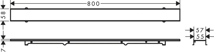 hansgrohe Fertigset Duschrinne RainDrain Rock, befliesbare Abflussrinne 700mm, Bodenablauf Dusche kü