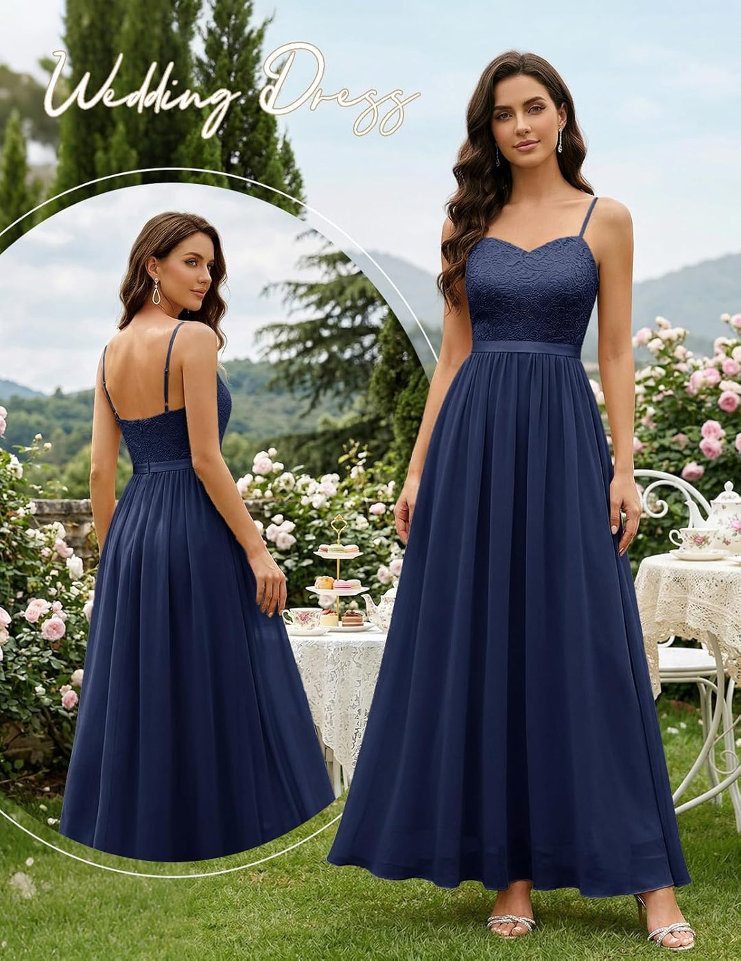 DRESSTELLS Damen Abendkleider Elegant für Hochzeit Brautjungfernkleider Lang Chiffon Brautjungfernkl