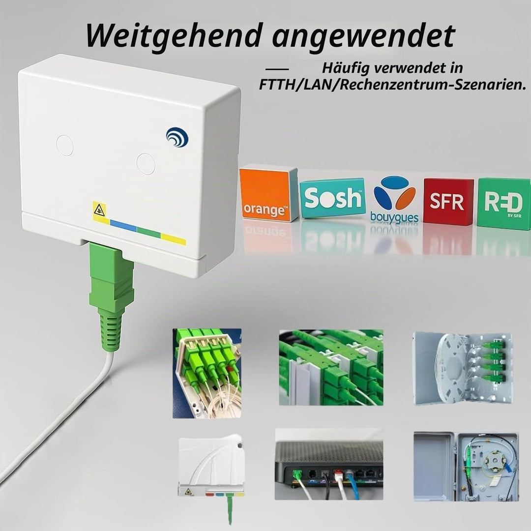 Elfcam® - 15m Glasfaserkabel SC/APC auf SC/APC Simplex Singlemode, Lieferung mit LWL Adapter, LWL ka