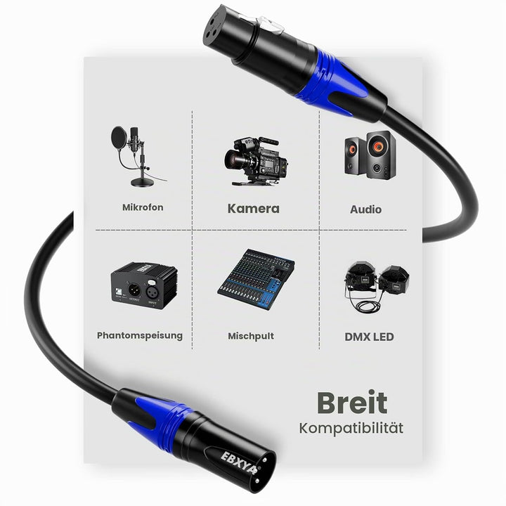 EBXYA XLR-Kabel XLR-auf-XLR-Mikrofonkabel 2M 10 Stück, 3-polig, symmetrisches XLR-Kabel, Stecker auf