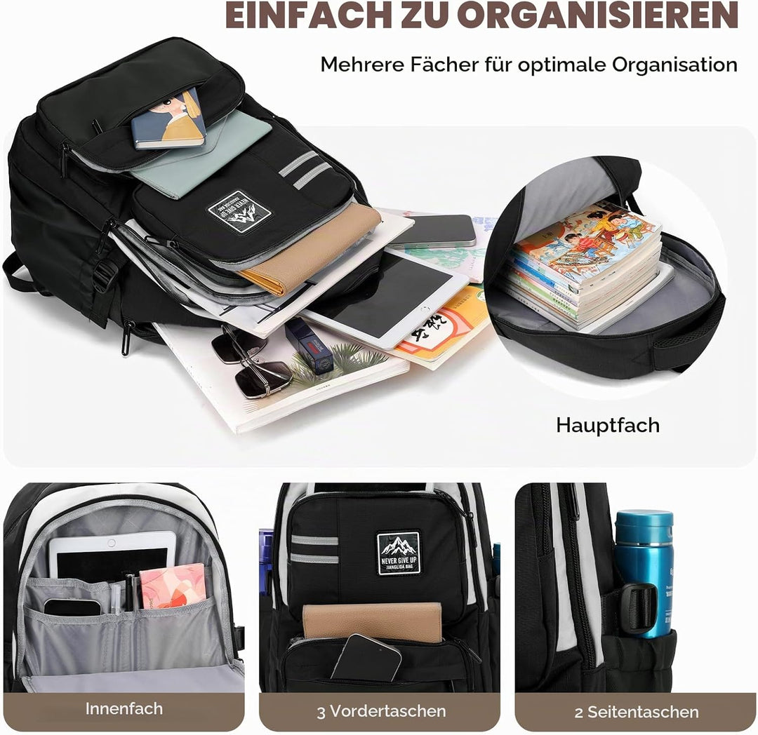 Amythe Schulrucksack Jungen Teenager, Gross Rucksack Schule Gymnasium Oberstufe, Schulranzen Robust