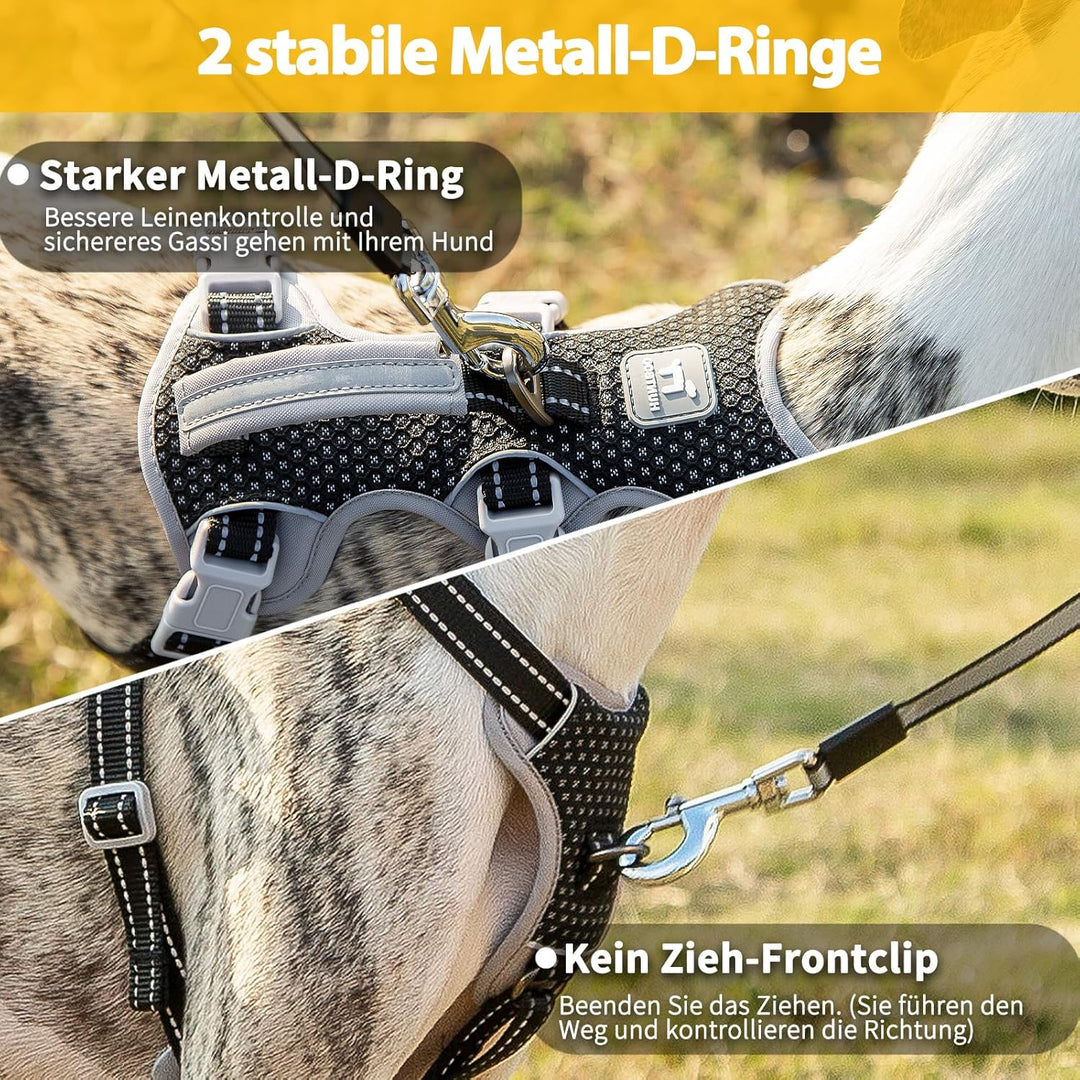 Huntboo Hundegeschirr Ausbruchsicher, Panikgeschirr Hund, Reflektierender Gurt mit Gepolstertem Grif