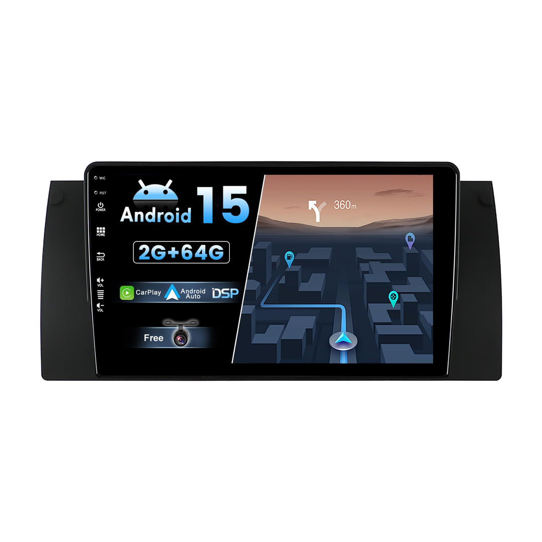 Android 15 IPS Autoradio Passt für BMW 5 E39 E53 M5 X5 (1996-2007) - Eingebautes CarPlay Android Aut