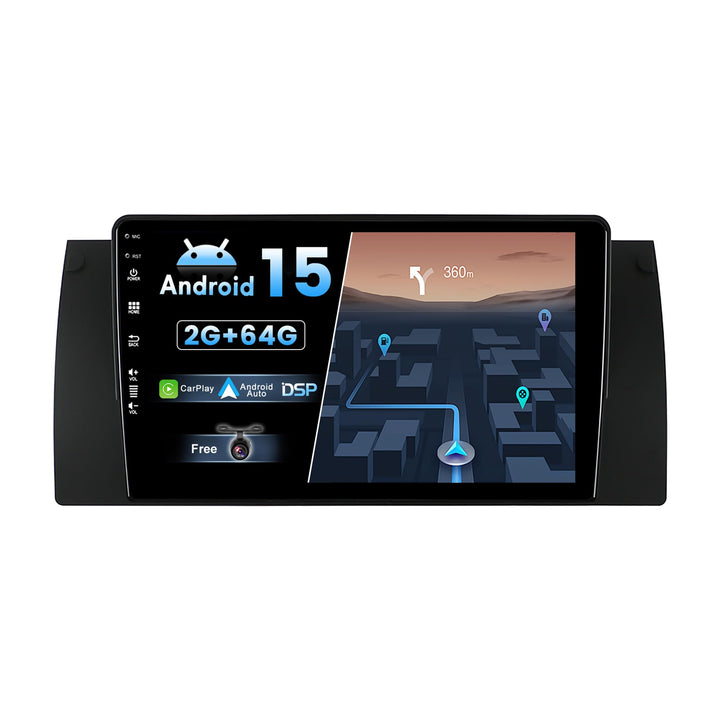 Android 15 IPS Autoradio Passt für BMW 5 E39 E53 M5 X5 (1996-2007) - Eingebautes CarPlay Android Aut