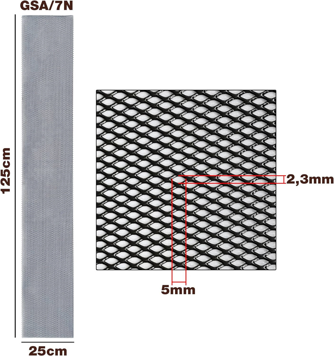 Simoni Racing GSA/7N Extra Schmale Mesh Aluminium Grösse 125 X 20 Cm, Schwarz