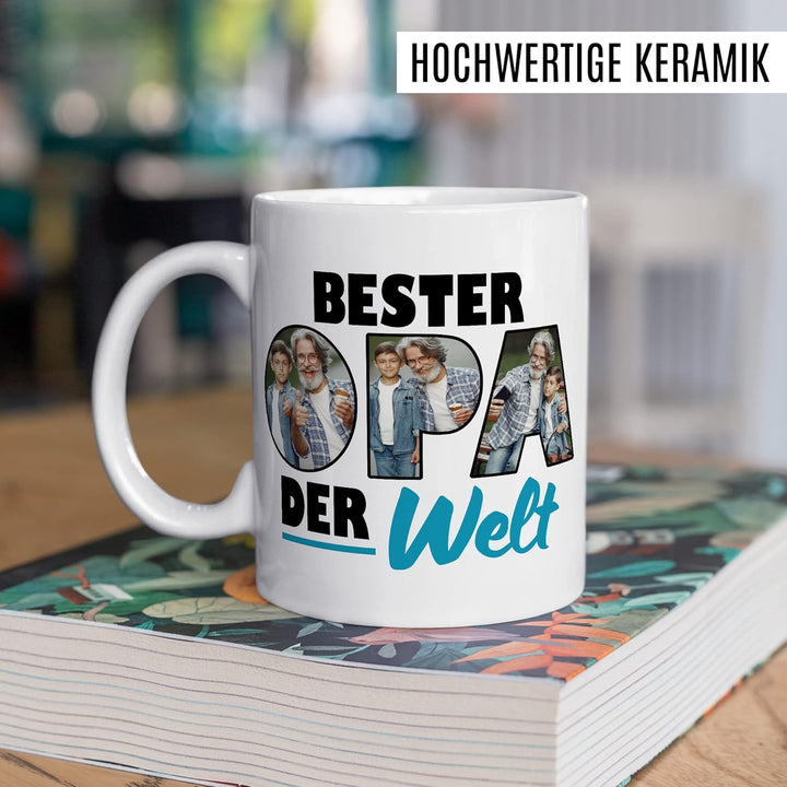 Opa Tasse personalisierbar mit Bild, Bester Opa der Welt, Geschenk personalisiert Grossvater Spruch