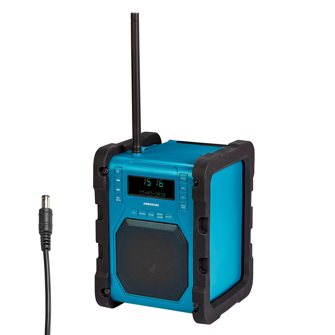 MEDION P66098 DAB+ Baustellenradio mit Bluetooth Funktion, USB, AUX, Kopfhöreranschluss, PLL UKW, RD