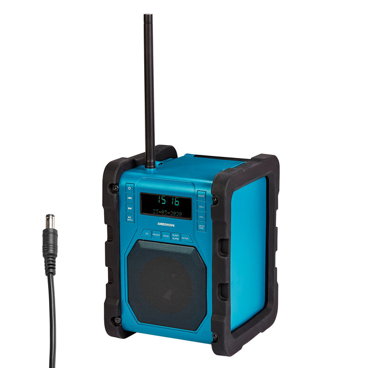 MEDION P66098 DAB+ Baustellenradio mit Bluetooth Funktion, USB, AUX, Kopfhöreranschluss, PLL UKW, RD