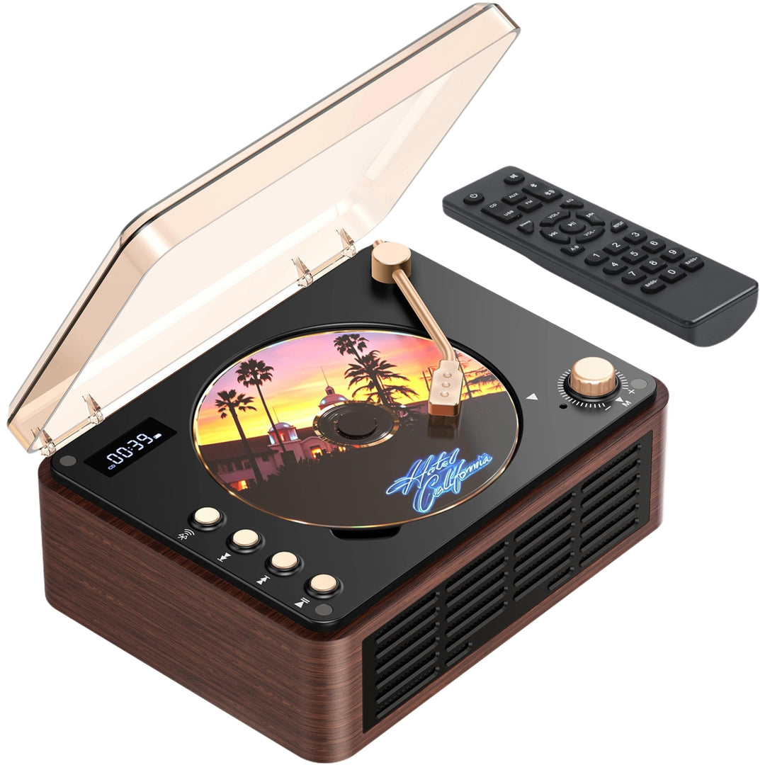POFOTO Tragbarer CD-Player mit Bluetooth 5.3, langlebigem Akku, LCD-Display, unterstützt USB/AUX/Rad