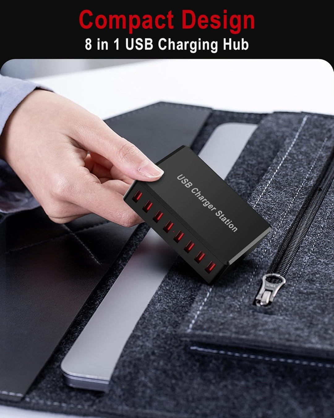 Rsydmny USB Ladegerät Mehrfach, 50W 8-Port Multi USB Netzteil, 5V 10A Ladestation für mehrere Geräte