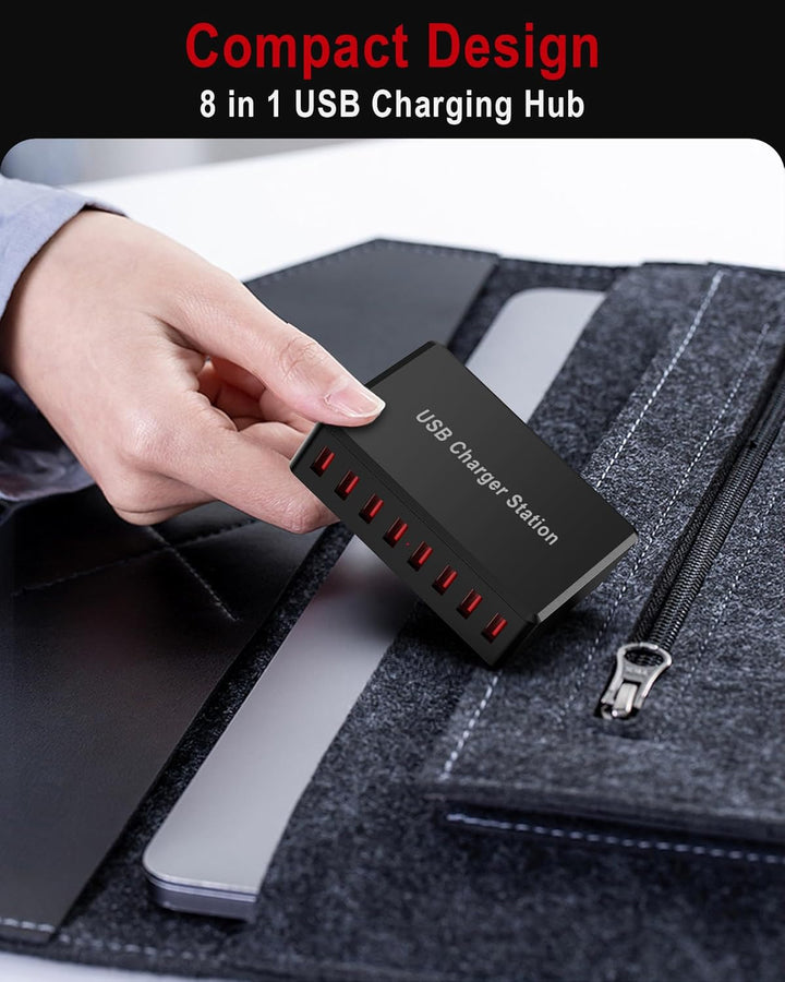 Rsydmny USB Ladegerät Mehrfach, 50W 8-Port Multi USB Netzteil, 5V 10A Ladestation für mehrere Geräte