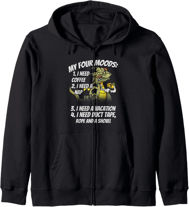 Meine vier Stimmungen Ich brauche Kaffee Nap Urlaub Drachen Kapuzenjacke