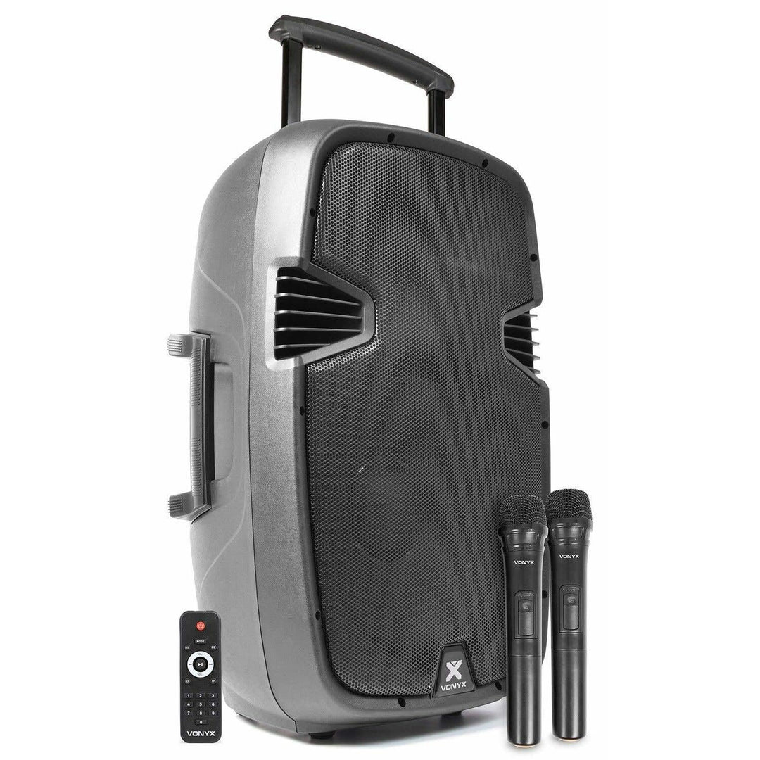 Vonyx SPJ-PA915 - Mobiler Party Lautsprecher mit Akku, 700 Watt, Karaoke Anlage mit 2 Mikrofonen, Mu