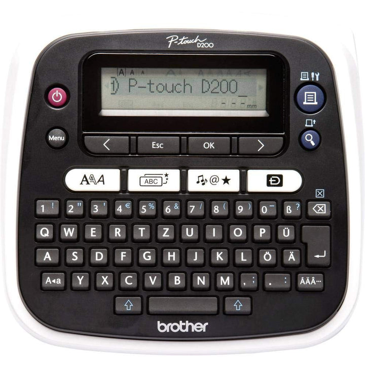 Brother PT-D200BW Beschriftungsgerät (für 3,5 bis 12 mm breite TZe-Schriftbänder, bis zu 20 mm/Sek.