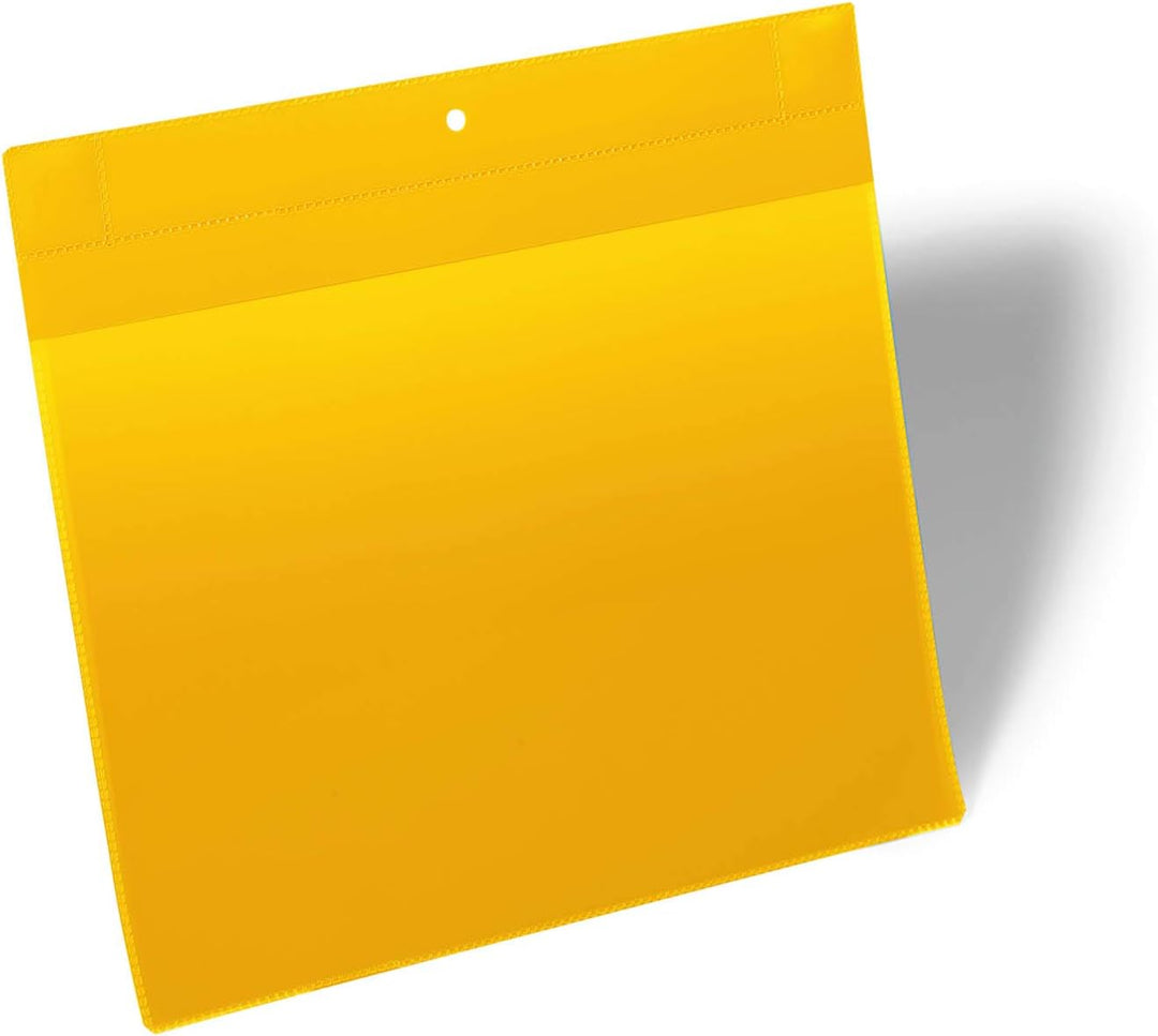 Durable Magnetische Kennzeichnungstasche Extra Stark A4 quer, Packung à 10 Stück, Gelb, 174804 A4 Qu