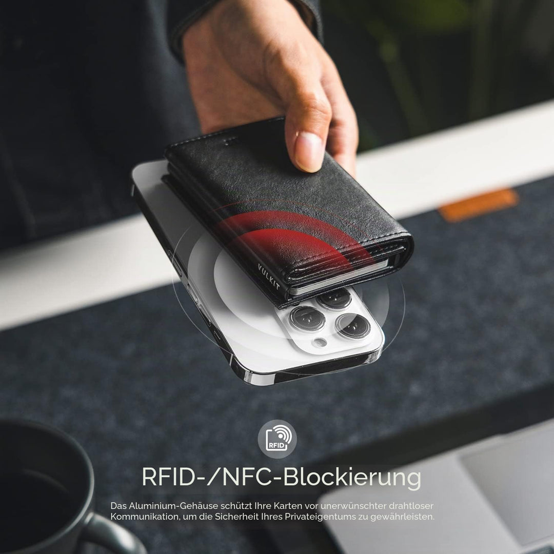 VULKIT Kreditkartenetui für Herren, Pop-up-Kartenetui, RFID-blockierendes Leder-Kartenetui mit Gelds